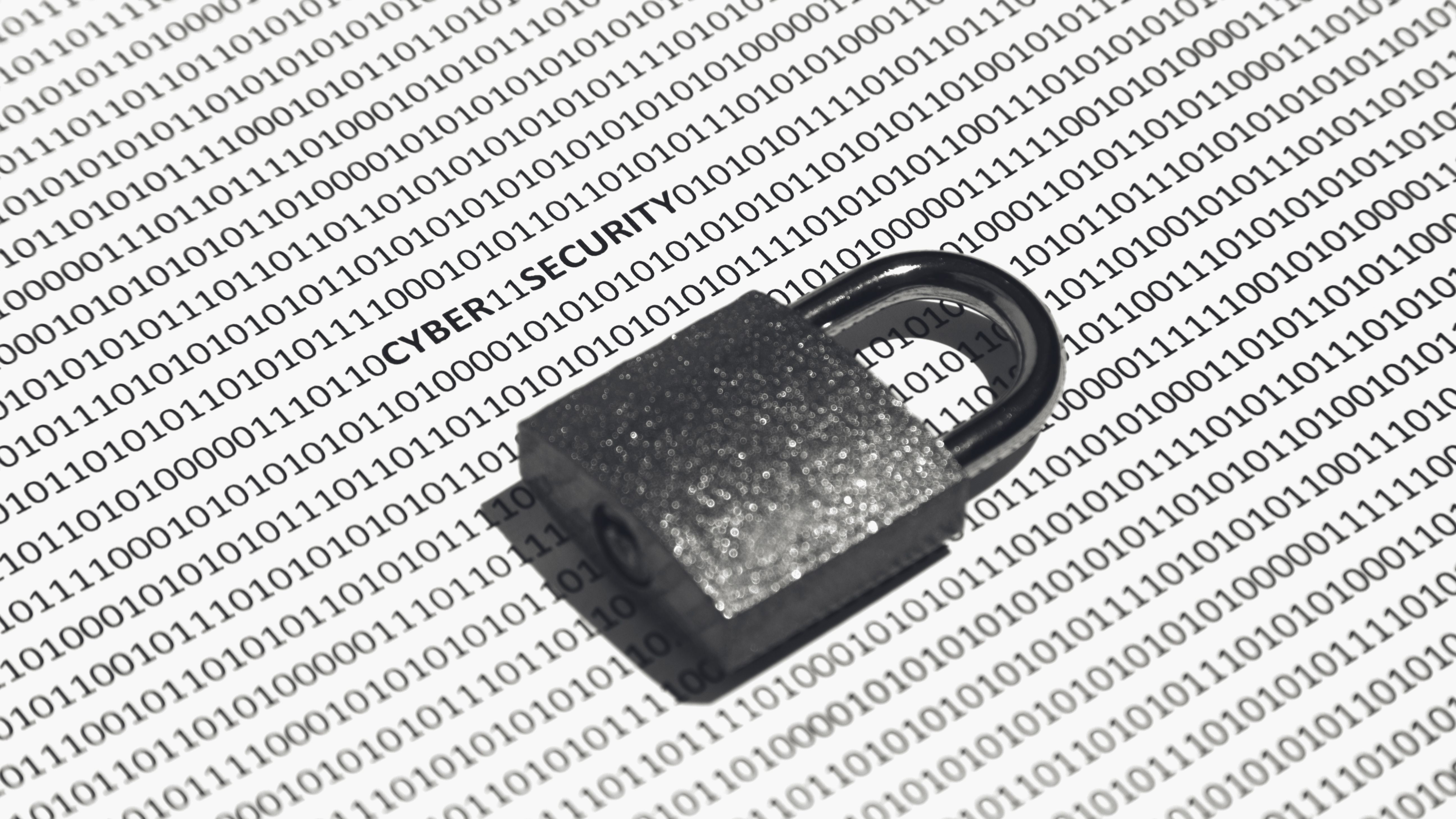 Closeup Shot Lock White Surface With Binary Code It Concept Cybersecurity